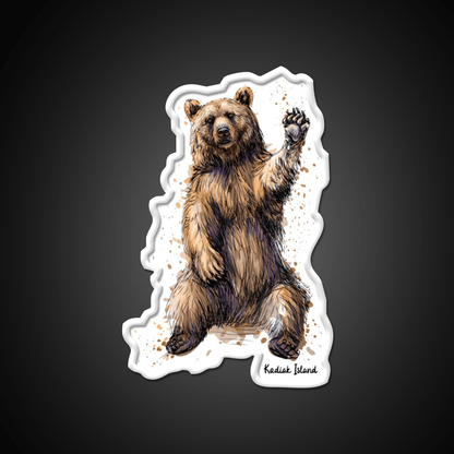 Waving Kodiak Brown Bear Welcome Led Neon Sign Open Sign Rgb Color - Shineneon