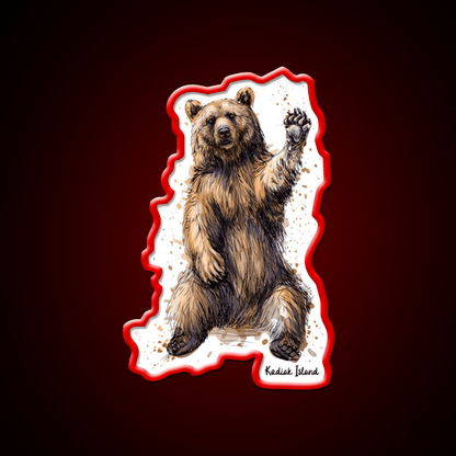Waving Kodiak Brown Bear Welcome Led Neon Sign Open Sign Rgb Color - Shineneon