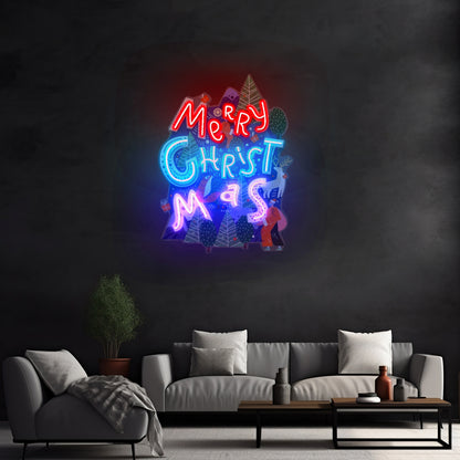 Wavy Merry Christmas Led Neon Acrylic Artwork For Sale