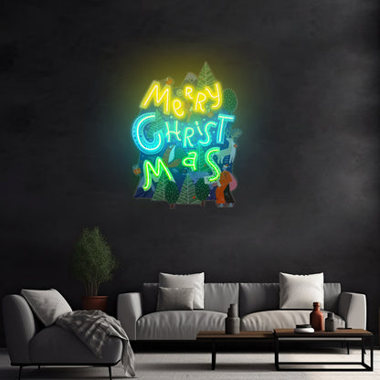Wavy Merry Christmas Led Neon Acrylic Artwork For Sale