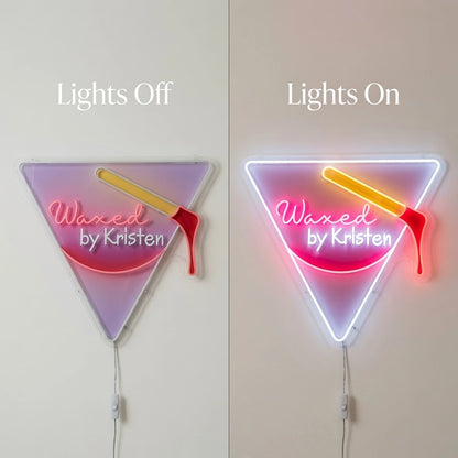 Waxed By Kristen LED Neon Sign - 06 Day Night Comparison
