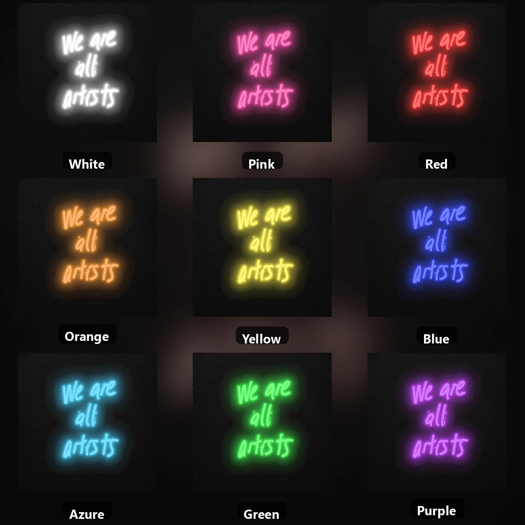 We Are All Artists Wall Decor LED Neon Sign color grid