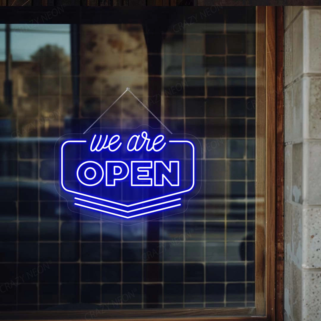 We Are Open Downward Arrow Sign | Shineneon
