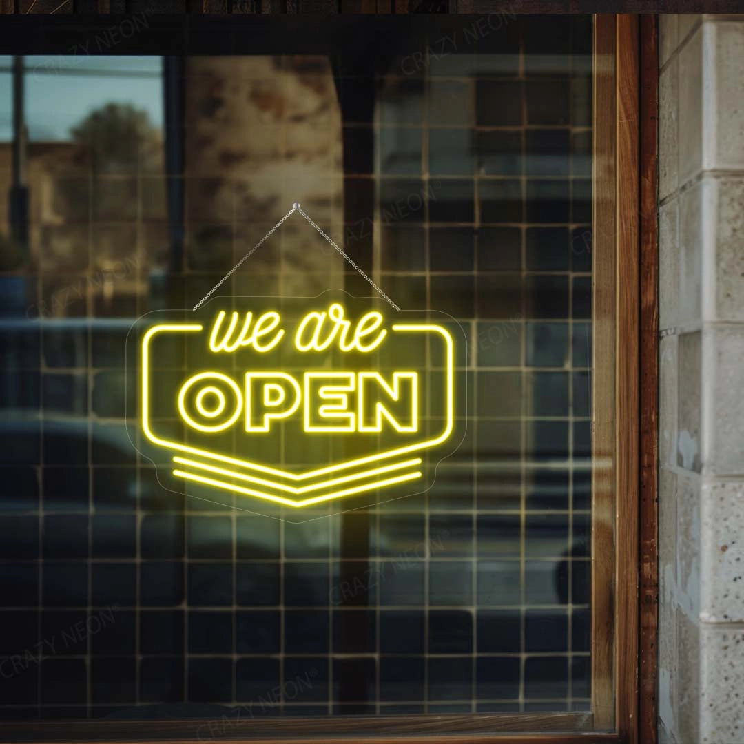 We Are Open Downward Arrow Sign | Shineneon