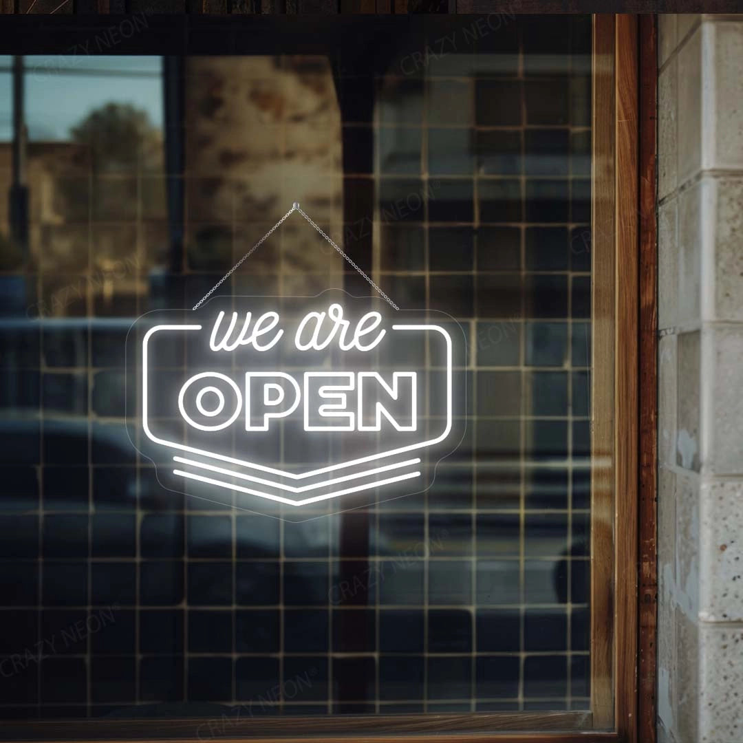 We Are Open Downward Arrow Sign | Shineneon