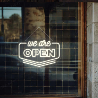 We Are Open Downward Arrow Sign | Shineneon