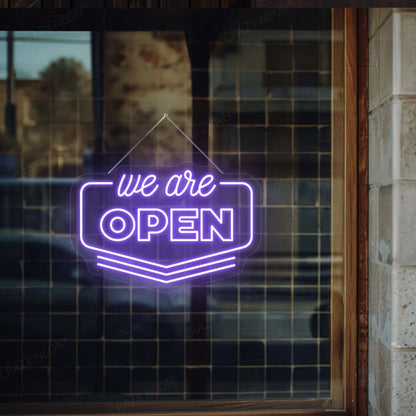 We Are Open Downward Arrow Sign | Shineneon