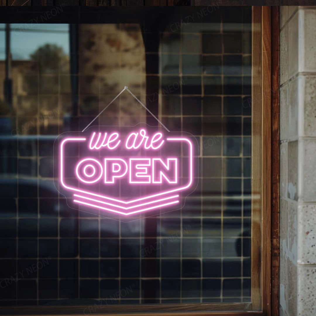 We Are Open Downward Arrow Sign | Shineneon