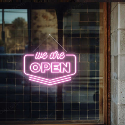 We Are Open Downward Arrow Sign | Shineneon