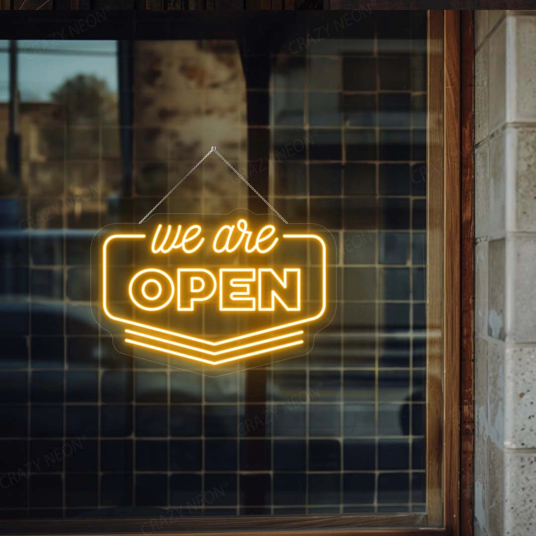 We Are Open Downward Arrow Sign | Shineneon