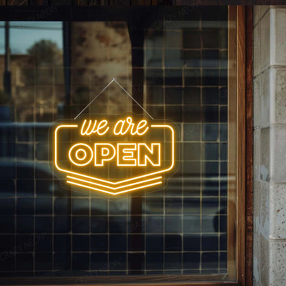 We Are Open Downward Arrow Sign | Shineneon