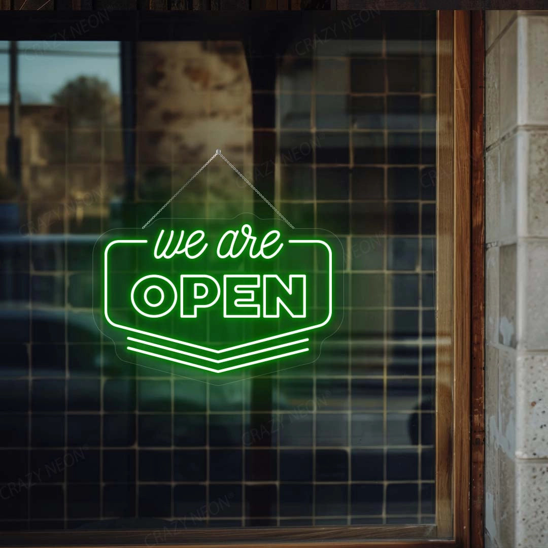 We Are Open Downward Arrow Sign | Shineneon