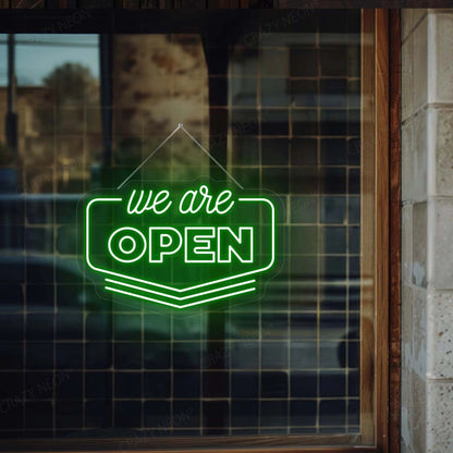 We Are Open Downward Arrow Sign | Shineneon