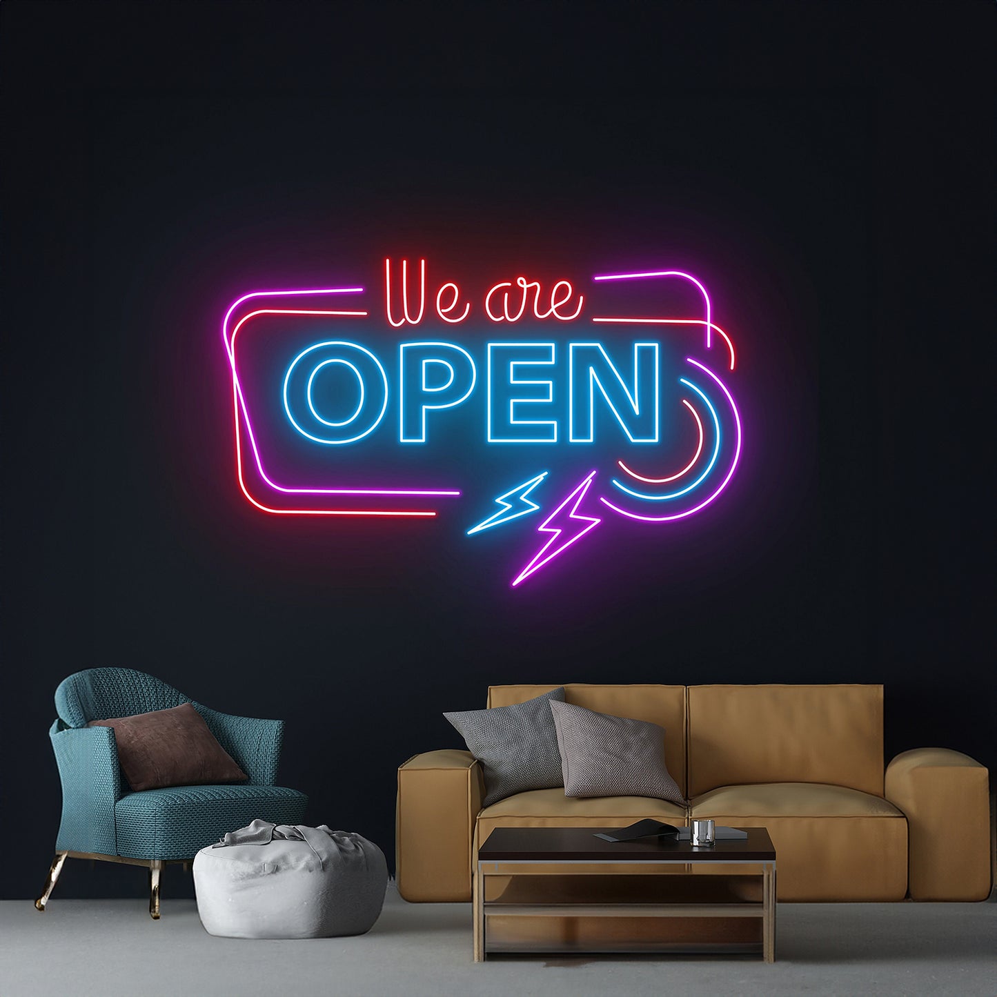 We Are Open Neon Sign Personalized Wall Decor