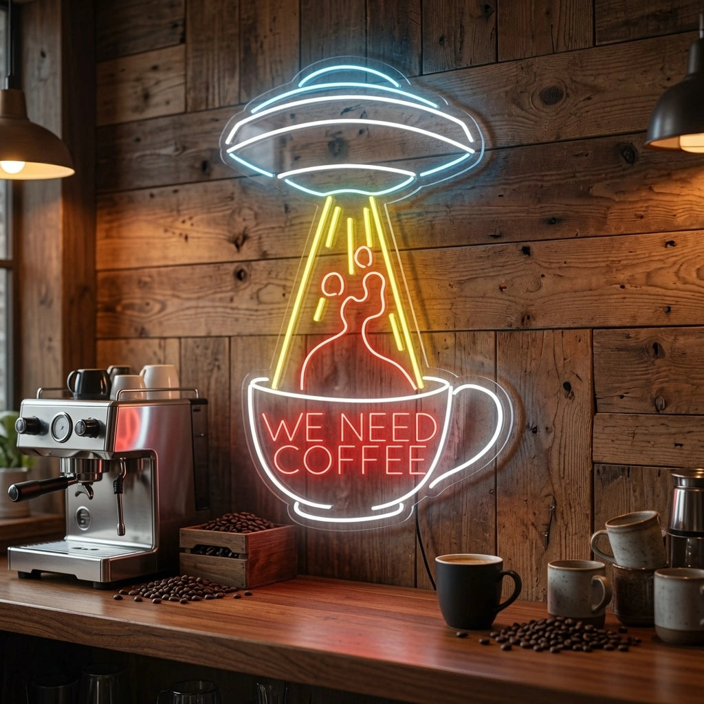 We Need Coffee Wall Decor LED Neon Sign - 03 Real Lifestyle Scene