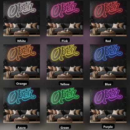 We Re Open Wall Decor LED Neon Sign - 05 Color Grid