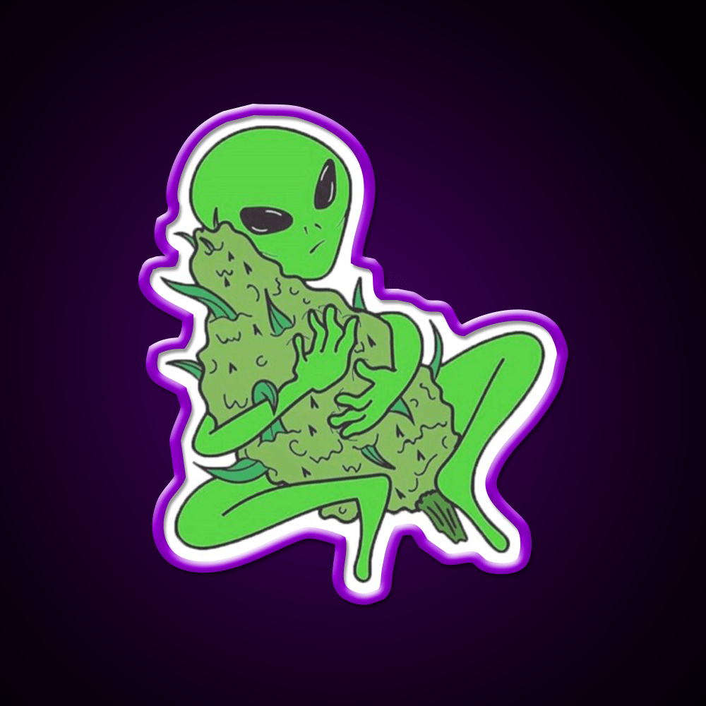 Weed Alien Hemp Inspired Green Leaf Led Neon Sign Rgb Color - Shineneon