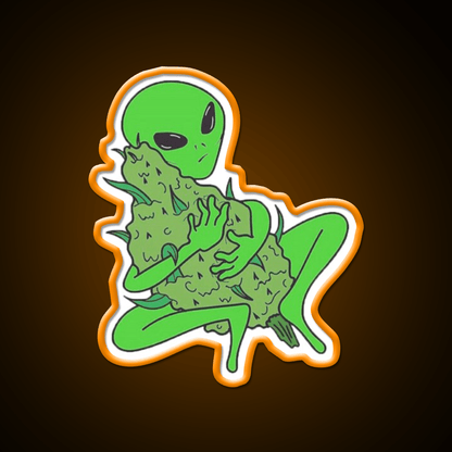 Weed Alien Hemp Inspired Green Leaf Led Neon Sign Rgb Color - Shineneon