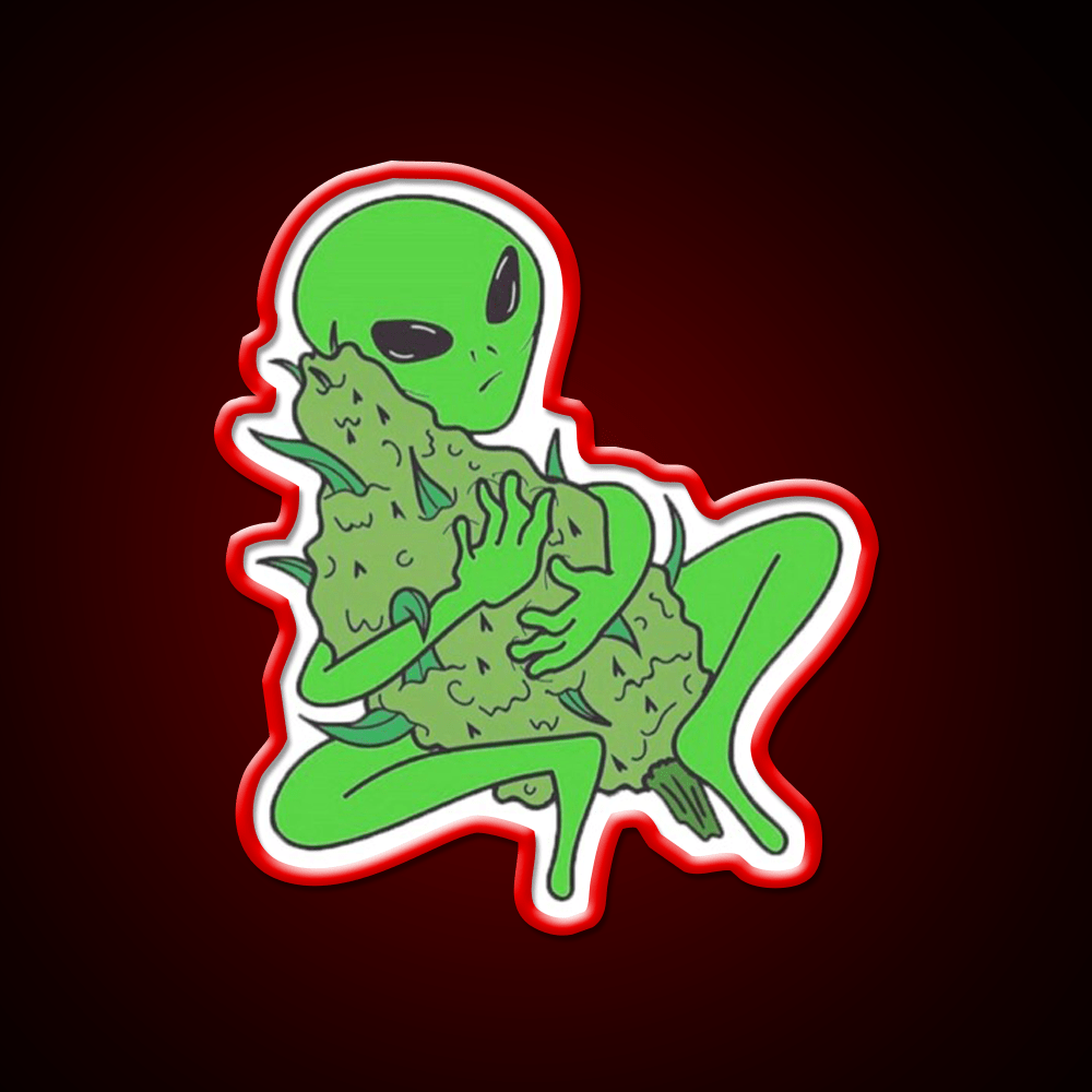 Weed Alien Hemp Inspired Green Leaf Led Neon Sign Rgb Color - Shineneon