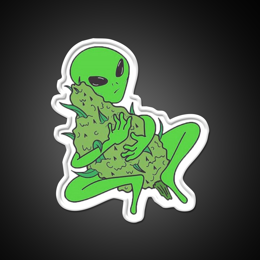 Weed Alien Hemp Inspired Green Leaf Led Neon Sign Rgb Color