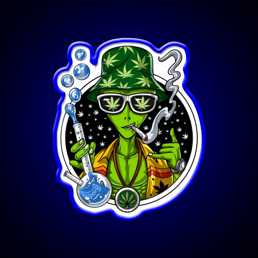 Weed Alien Stoner Hemp Inspired Green Leaf Led Neon Sign Rgb Color - LED neon sign view 5
