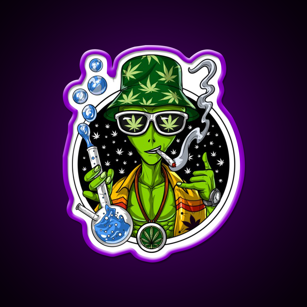 Weed Alien Stoner Hemp Inspired Green Leaf Led Neon Sign Rgb Color - LED neon sign view 9