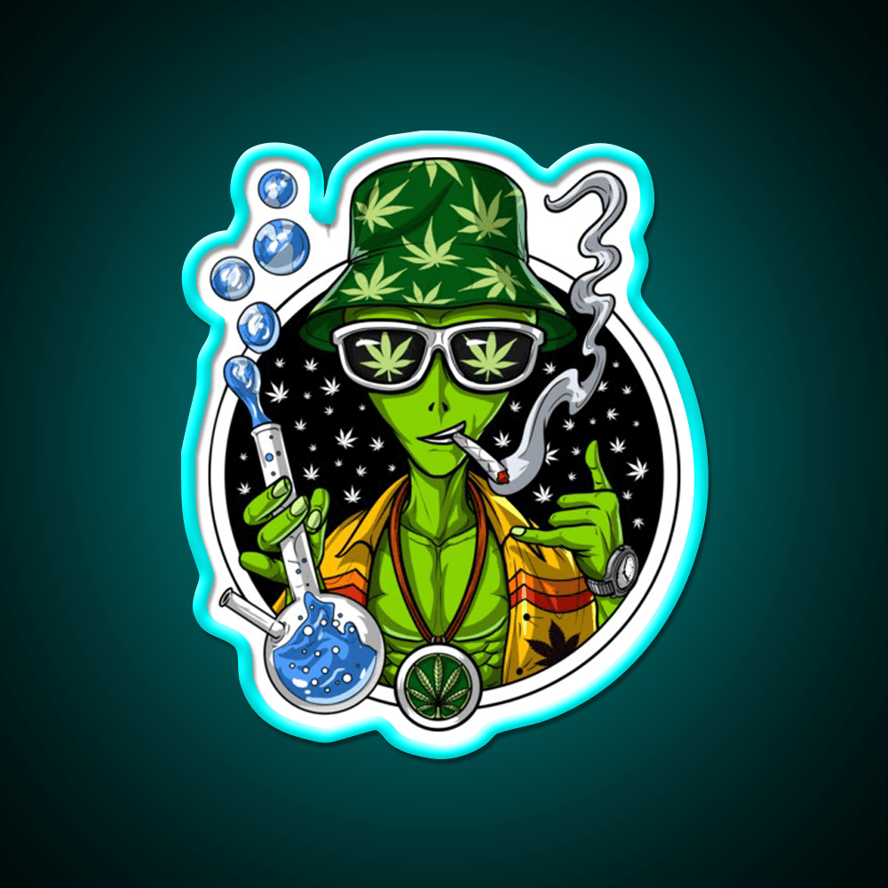Weed Alien Stoner Hemp Inspired Green Leaf Led Neon Sign Rgb Color - Shineneon