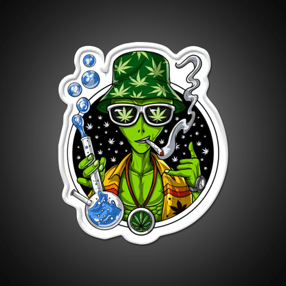 Weed Alien Stoner Hemp Inspired Green Leaf Led Neon Sign Rgb Color - Shineneon
