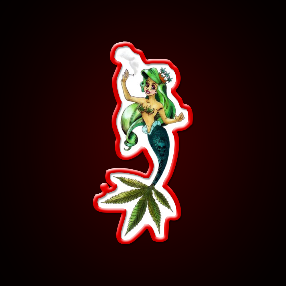 Weed And The Sea Mermaid Hemp Inspired Green Leaf Led Neon Sign Rgb Color - LED neon sign view 10