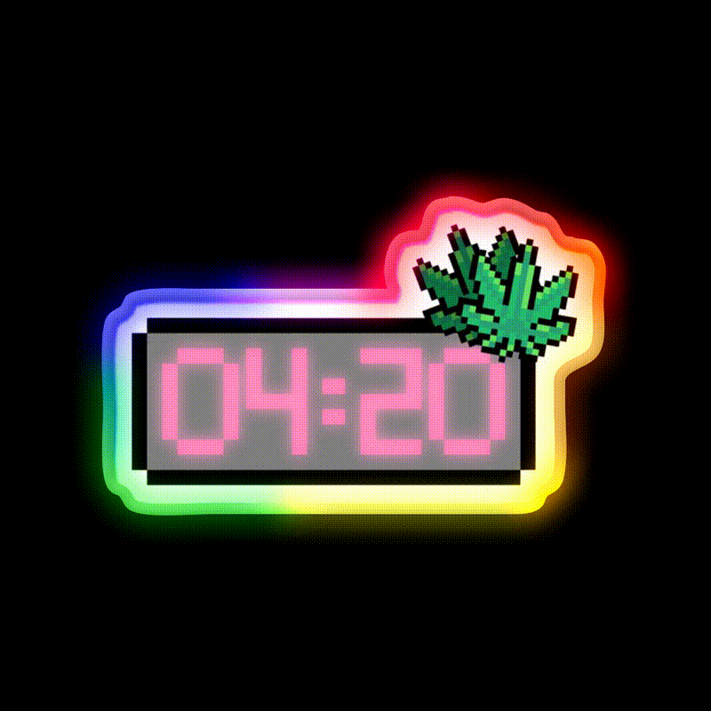 Weed Appointment Hemp Inspired Green Leaf Led Neon Sign Rgb Color - LED neon sign close-up detail