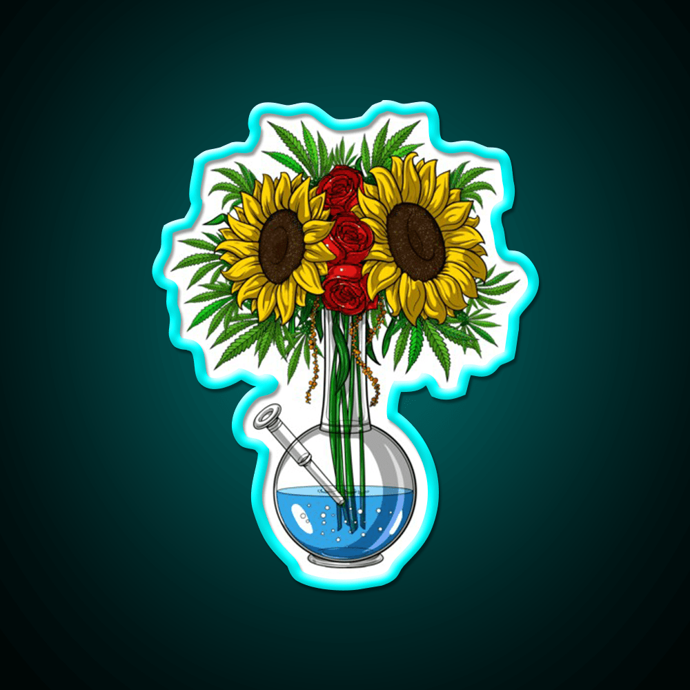 Weed Bong Vase Hemp Inspired Green Leaf Led Neon Sign Rgb Color - Shineneon