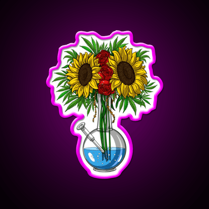 Weed Bong Vase Hemp Inspired Green Leaf Led Neon Sign Rgb Color - Shineneon