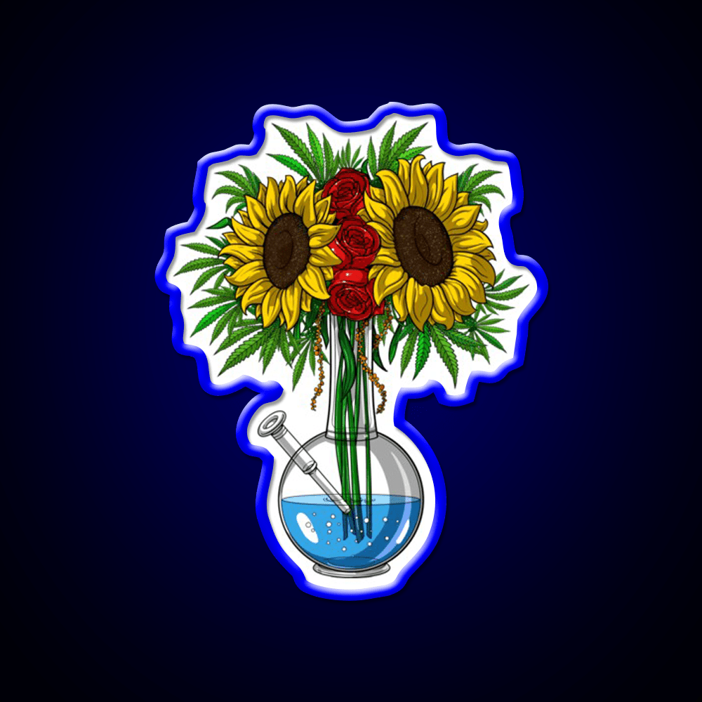 Weed Bong Vase Hemp Inspired Green Leaf Led Neon Sign Rgb Color - Shineneon