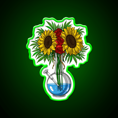 Weed Bong Vase Hemp Inspired Green Leaf Led Neon Sign Rgb Color - Shineneon