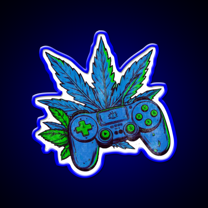 Weed Gamer Console Hemp Inspired Green Leaf Led Neon Sign Rgb Color - LED neon sign view 5
