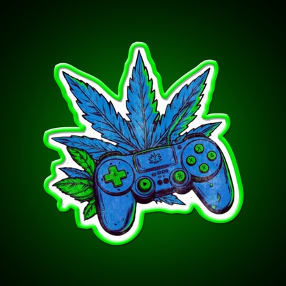 Weed Gamer Console Hemp Inspired Green Leaf Led Neon Sign Rgb Color - LED neon sign view 8