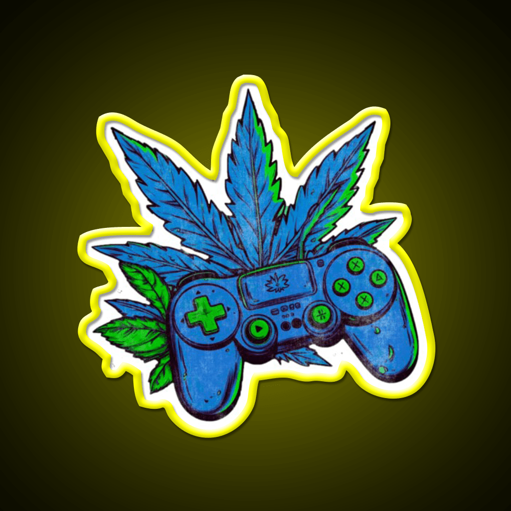 Weed Gamer Console Hemp Inspired Green Leaf Led Neon Sign Rgb Color - Shineneon