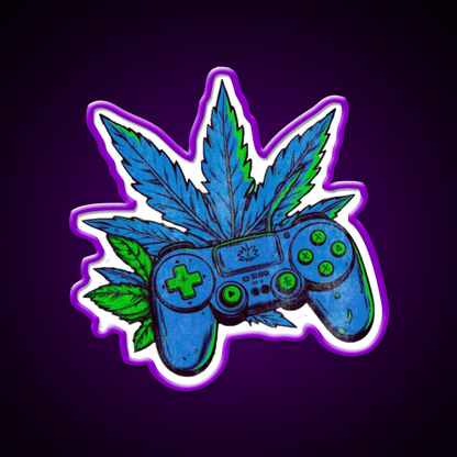 Weed Gamer Console Hemp Inspired Green Leaf Led Neon Sign Rgb Color - Shineneon