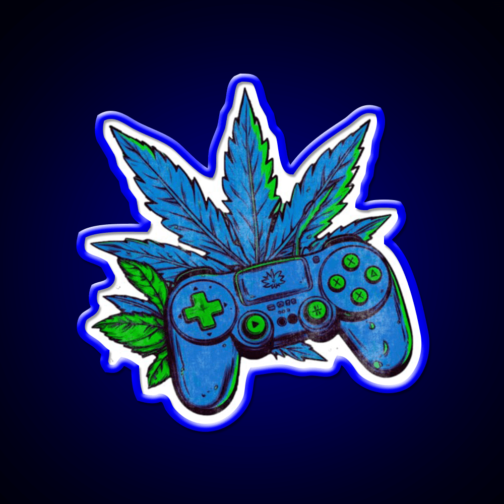 Weed Gamer Console Hemp Inspired Green Leaf Led Neon Sign Rgb Color - Shineneon