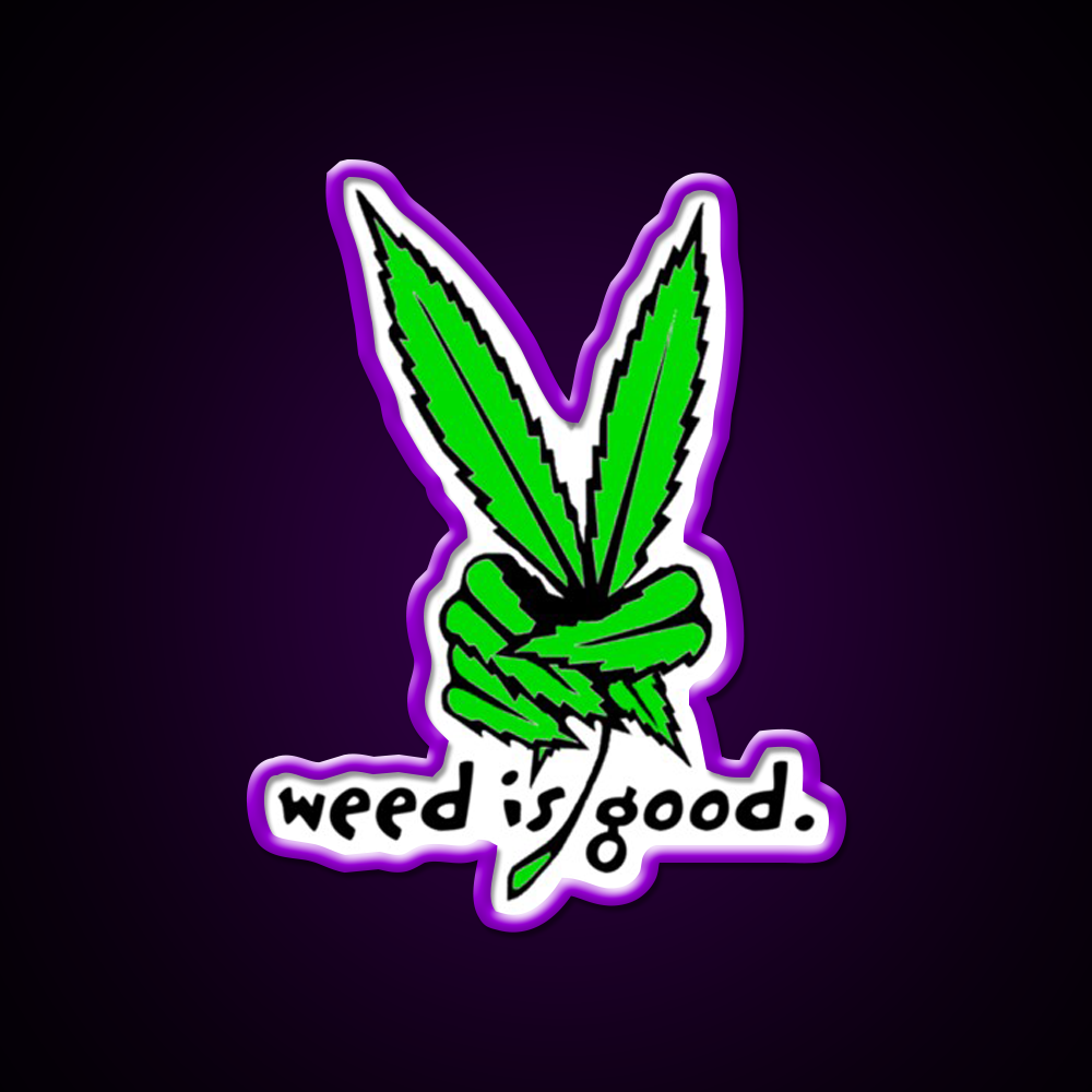 Weed Is Good Hemp Inspired Green Leaf Led Neon Sign Rgb Color - LED neon sign view 9