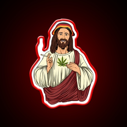Weed Jesus Christ Stoner Thc Hemp Inspired Green Leaf Led Neon Sign Rgb Color - LED neon sign view 10