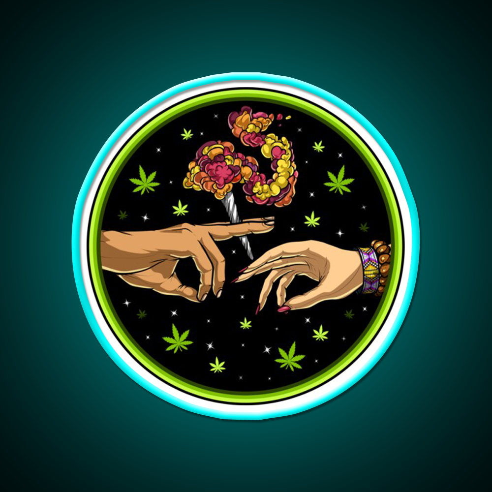 Weed Joint Hemp Inspired Green Leaf Led Neon Sign Rgb Color - Size and dimension reference
