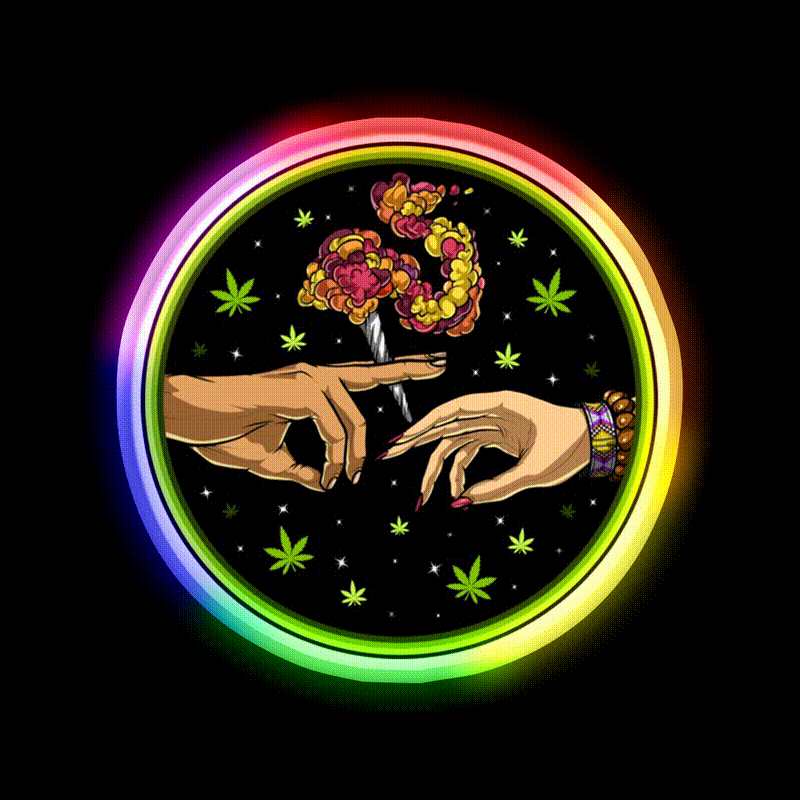 Weed Joint Hemp Inspired Green Leaf Led Neon Sign Rgb Color - LED neon sign close-up detail