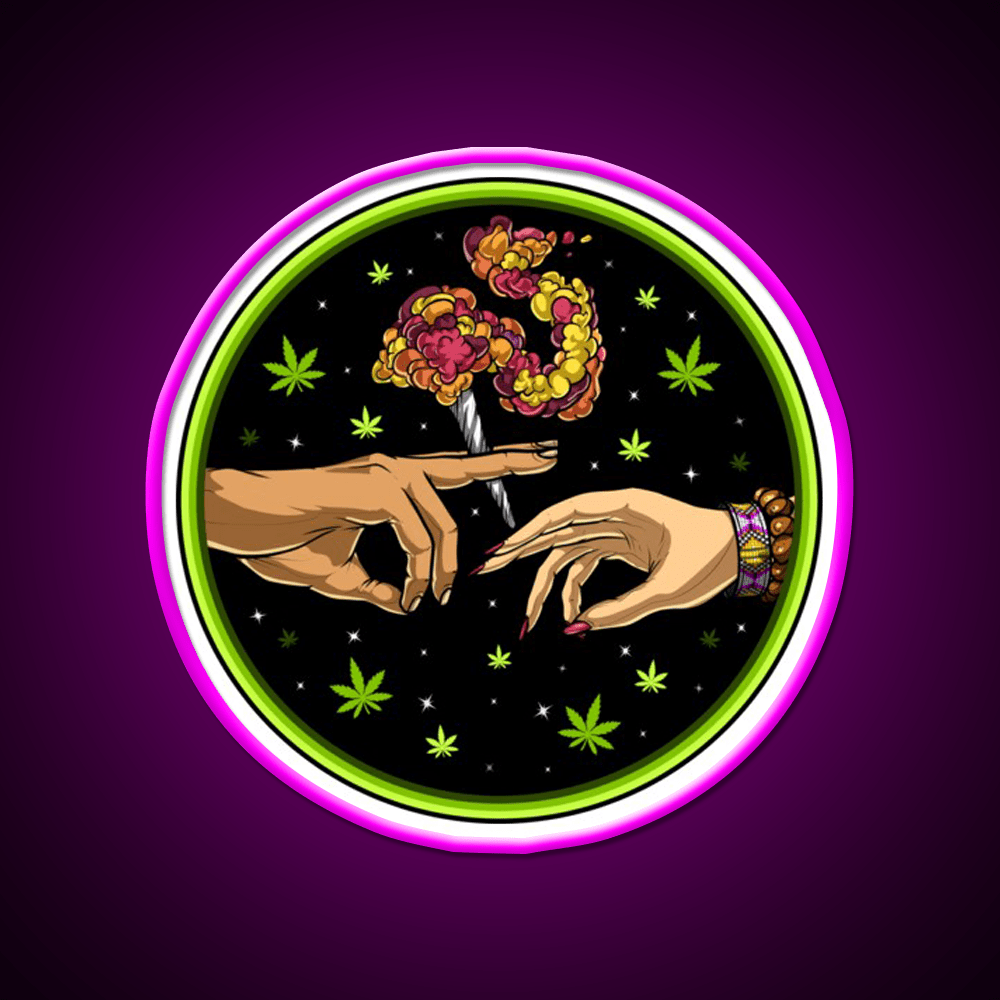 Weed Joint Hemp Inspired Green Leaf Led Neon Sign Rgb Color - Shineneon