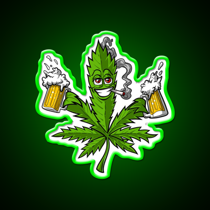 Weed Leaf Beer Lover Hemp Inspired Green Leaf Led Neon Sign Rgb Color - LED neon sign view 8