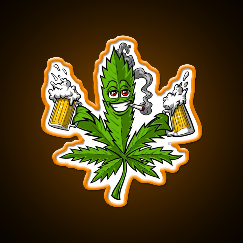 Weed Leaf Beer Lover Hemp Inspired Green Leaf Led Neon Sign Rgb Color - LED neon sign view 6