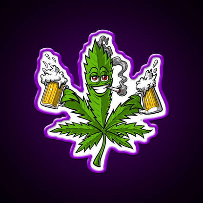 Weed Leaf Beer Lover Hemp Inspired Green Leaf Led Neon Sign Rgb Color - LED neon sign view 9