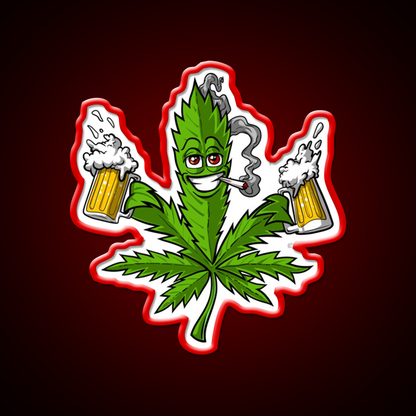 Weed Leaf Beer Lover Hemp Inspired Green Leaf Led Neon Sign Rgb Color - LED neon sign view 10