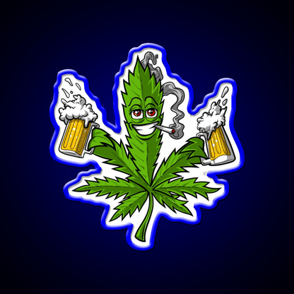 Weed Leaf Beer Lover Hemp Inspired Green Leaf Led Neon Sign Rgb Color - Shineneon