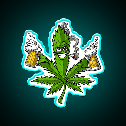Weed Leaf Beer Lover Hemp Inspired Green Leaf Led Neon Sign Rgb Color - Shineneon